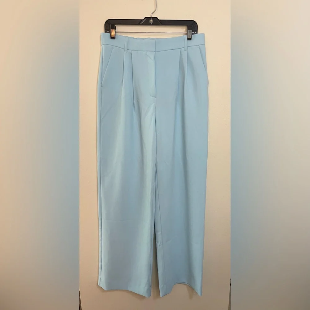 Abercrombie & Fitch Wide Leg Trousers in Bright Blue